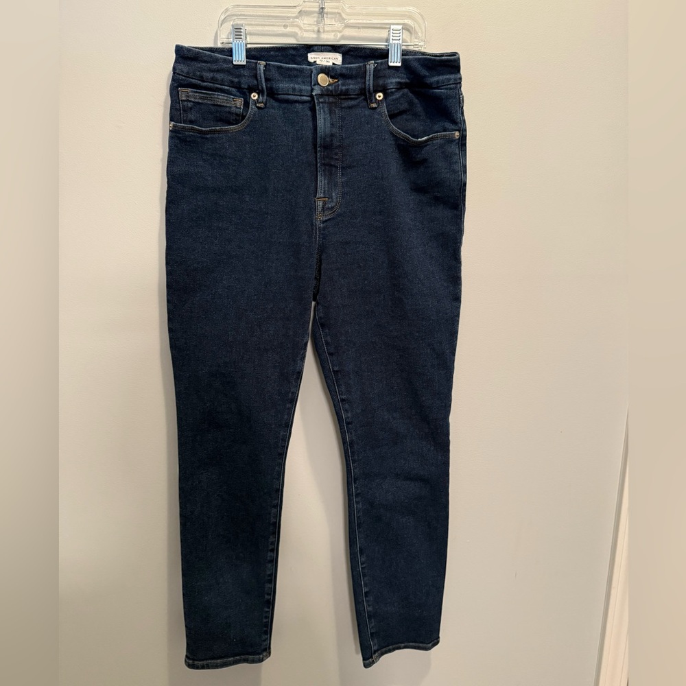 Good American Good Legs Crop Straight Leg Designer Denim Jeans Size 30